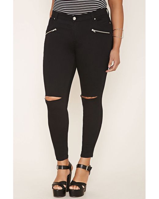 black ripped jeans womens forever 21