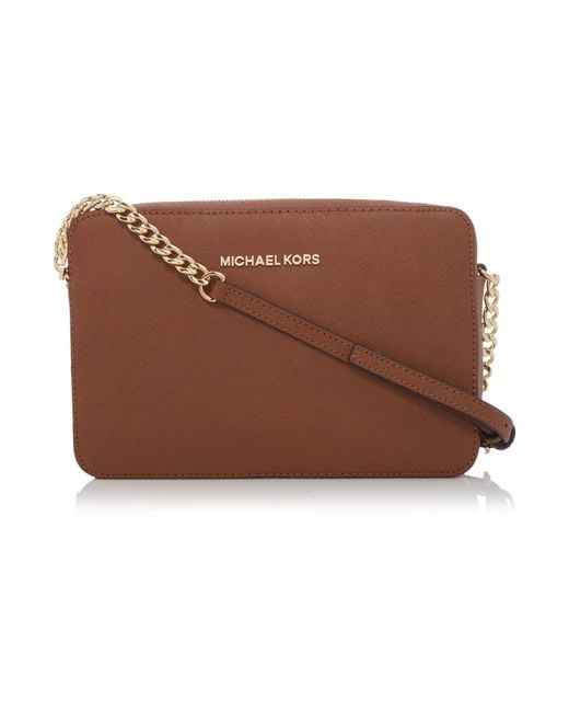 Michael kors Jet Set Travel Small Tan Cross Body Bag in Brown | Lyst