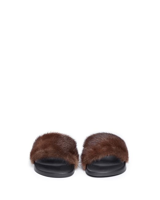 Givenchy Mink Fur Slide Sandals in Brown - Save 7% | Lyst