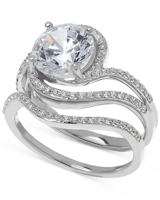 Arabella Swarovski Zirconia Bridal Set Ring In Sterling Silver In Silver White Save 56 Lyst