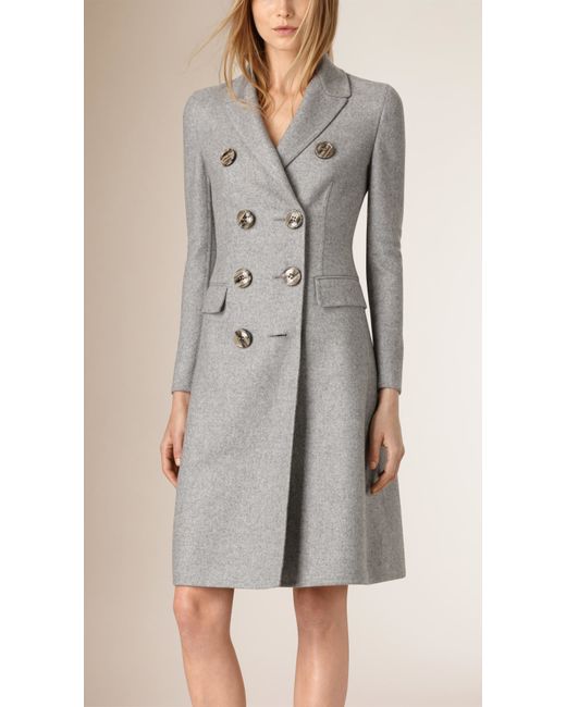 Burberry Tailored Double-breasted Cashmere Coat in Gray (LIGHT GREY ...