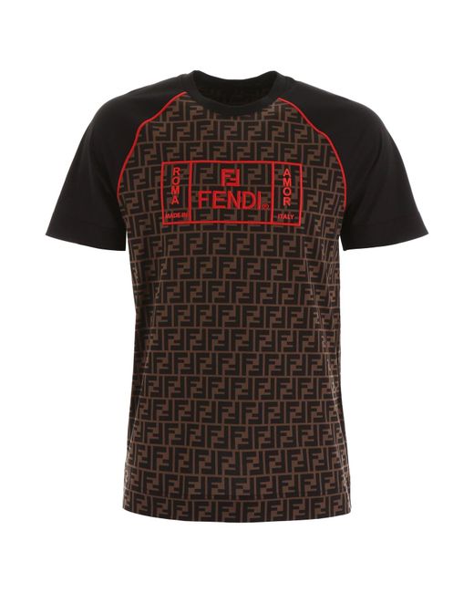Fendi Cotton Roma Amor T-shirt in Black for Men - Save 9% - Lyst