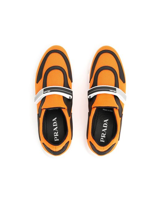 orange and white prada sneakers