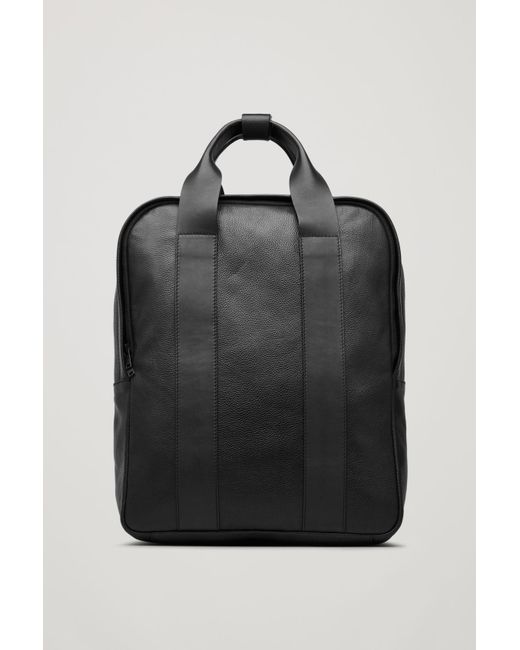 Lyst Cos Grained Leather Tote Backpack In Black For Men Cos Black Grained Leather Tote Backpack For Men Lyst