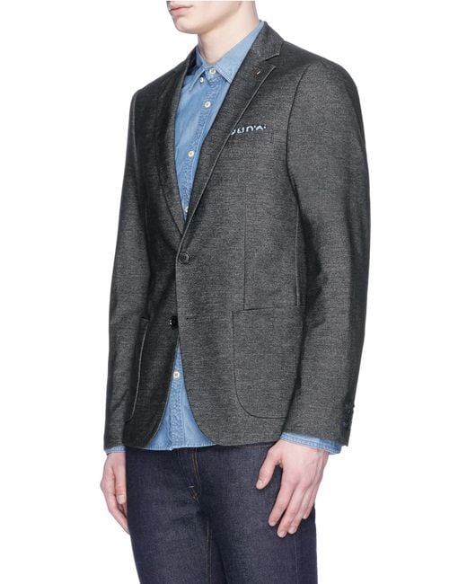 Scotch & soda Honeycomb Print Pocket Square Twill Blazer in Gray for ...