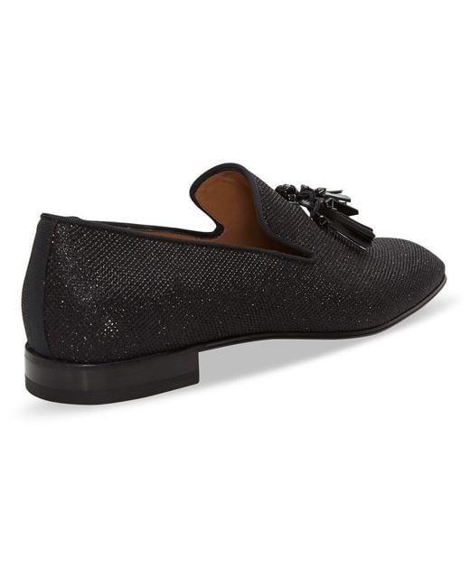 best replica shoes online - Christian louboutin Dandelion Glitter Leather Loafers in Black for ...