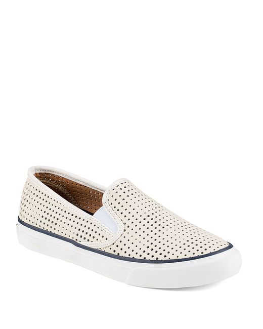 Sperry top-sider Perforated Leather Sneakers in White