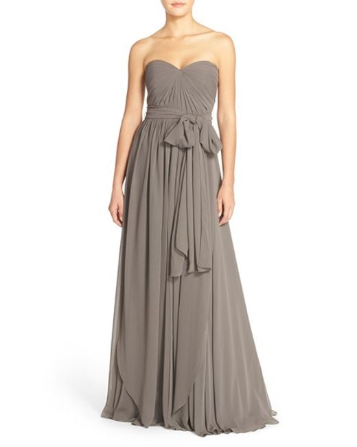 Jenny yoo 'mira' Convertible Strapless Pleat Chiffon Gown in Gray ...