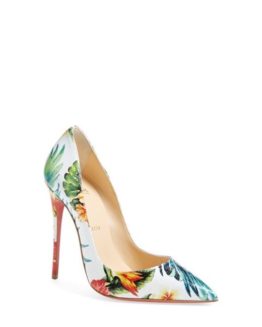 Christian louboutin So Kate Hawaii Printed Pumps in White | Lyst