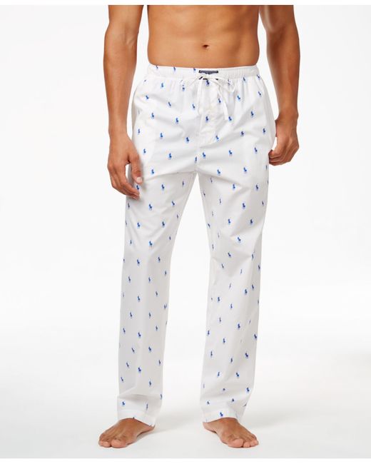 Polo ralph lauren Men's Woven Polo Player Pajama Pants in White for Men ...