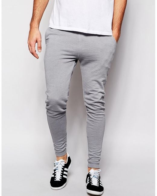 Asos Super Skinny Joggers In Grey For Men Lyst 4295