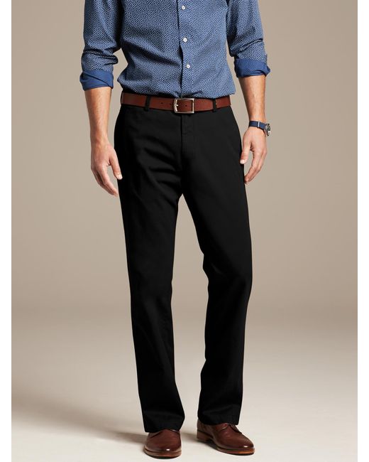 Banana republic Gavin Relaxed Straight Cotton Chino in Black for Men | Lyst