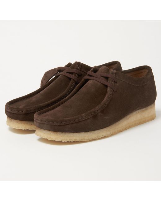 clarks wallabee dark brown suede