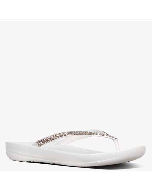 Fitflop Iqushion Sparkle Urban White Flip Flops in White - Lyst