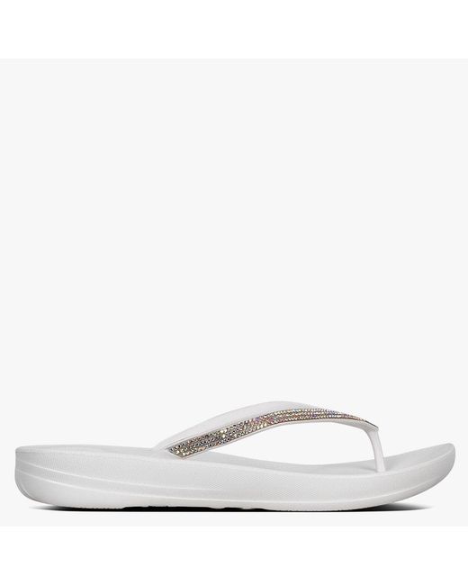 Fitflop Iqushion Sparkle Urban White Flip Flops in White - Lyst
