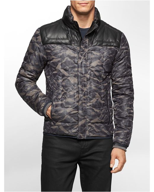 calvin klein camouflage coats & jackets