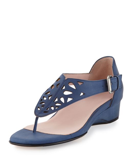 kaiser laser cut demi wedge sandal in beige delf blue save 24 lyst kaiser laser cut demi wedge sandal in beige delf blue save 24 lyst