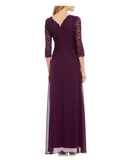 alex evenings sequin lace & chiffon gown