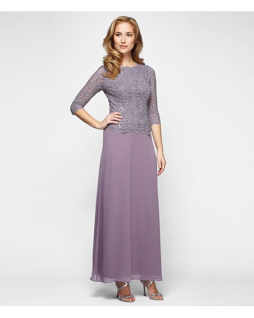 Alex evenings Sequined Lace & Chiffon Gown in Purple | Lyst