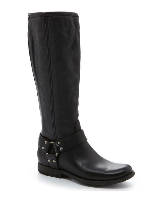 Frye Phillip Harness Wide Calf Riding Boots in Black | Lyst