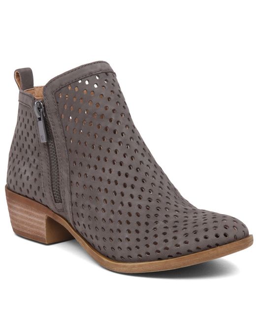 Lucky brand Basel 3 Leather Ankle Boots in Brown (Dark Stone) | Lyst