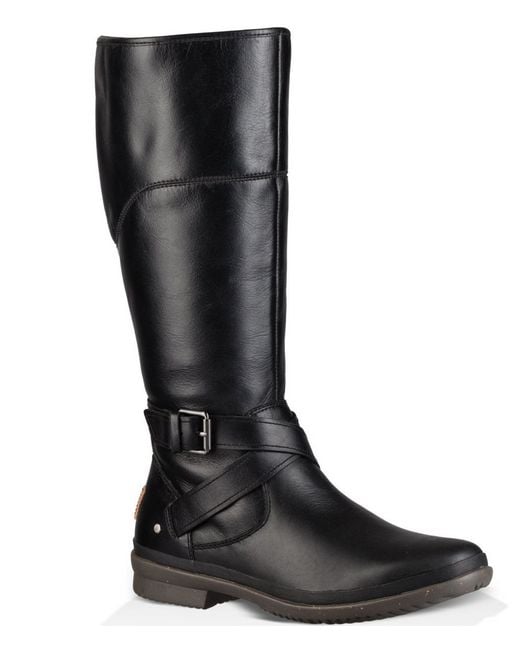 Ugg Evanna Leather Riding Boots in Black - Save 36% | Lyst