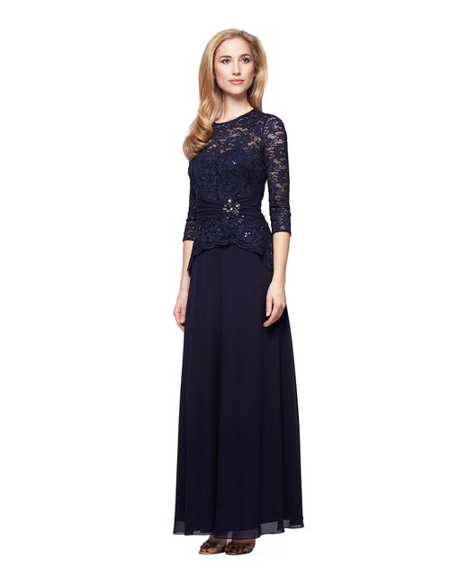 Alex evenings Mock Two piece Lace Gown in Blue  Lyst