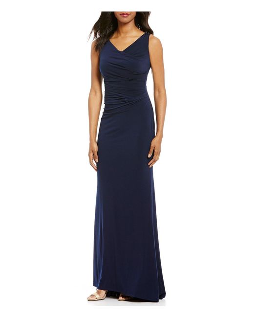 draped ball gown