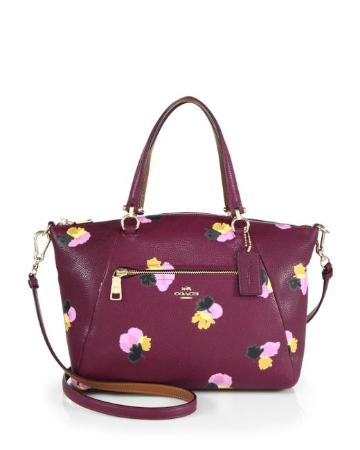 Coach Prairie Floral-print Leather Satchel In Purple (plum) | Lyst