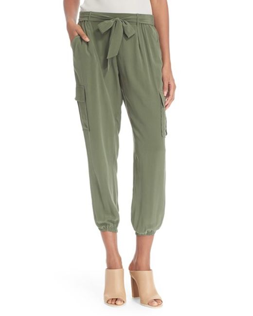 Joie 'elandra' Crop Silk Cargo Pants in Green (CYPRESS) | Lyst