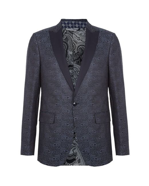 Etro Silk Paisley Tuxedo Jacket in Gray for Men | Lyst