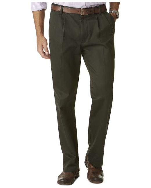 Dockers Signature Khaki Classic Fit Big And Tall Pleated Pants in Green ...
