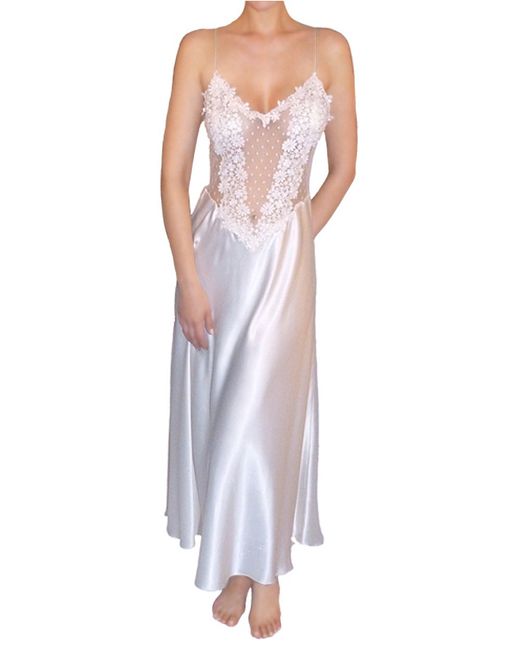 Flora nikrooz Sleeveless Charmeuse Nightgown in White (Ivory) | Lyst