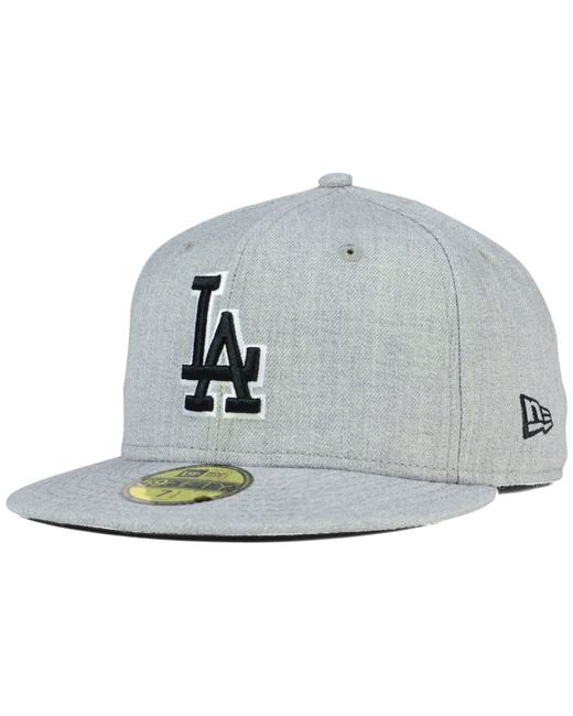 Ktz Los Angeles Dodgers Heather Black White 59fifty Cap in Gray for Men ...