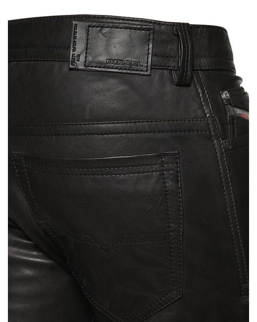 Diesel 18cm Thavar Slim Fit Nappa Leather Pants in Black for Men - Save ...