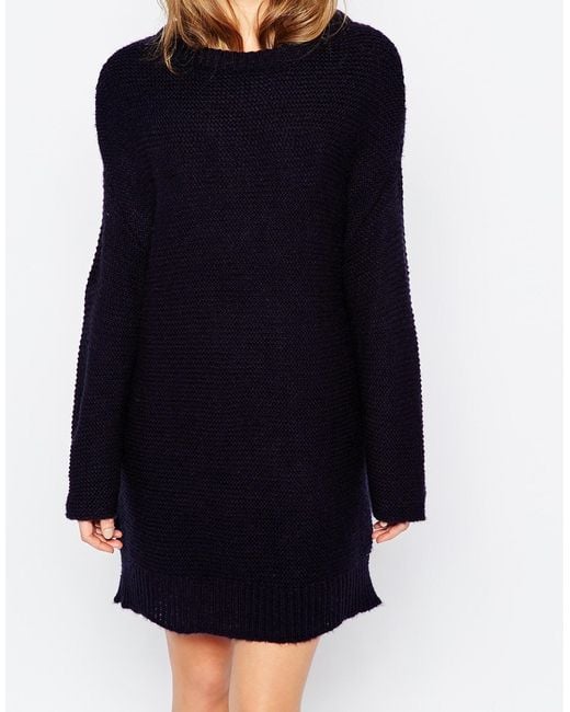 Asos Oversized Jumper Dress In Chunky Knit in Blue (Navy) Lyst