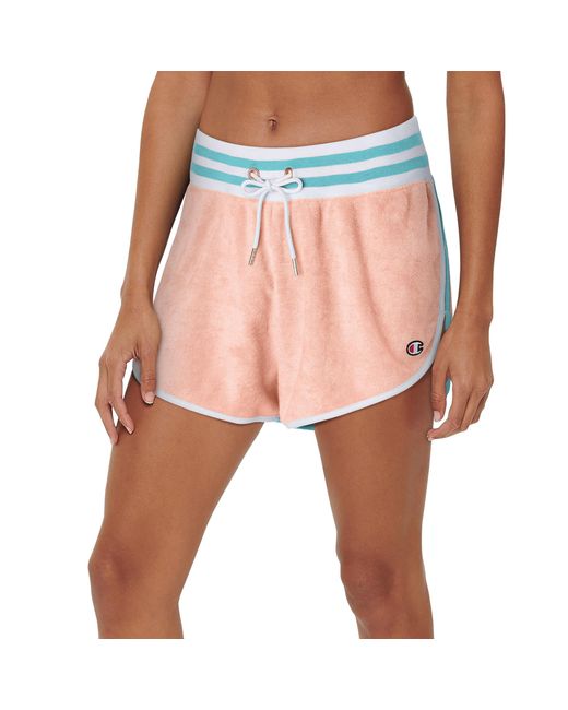 champion-terry-cloth-modern-shorts-in-pink-lyst