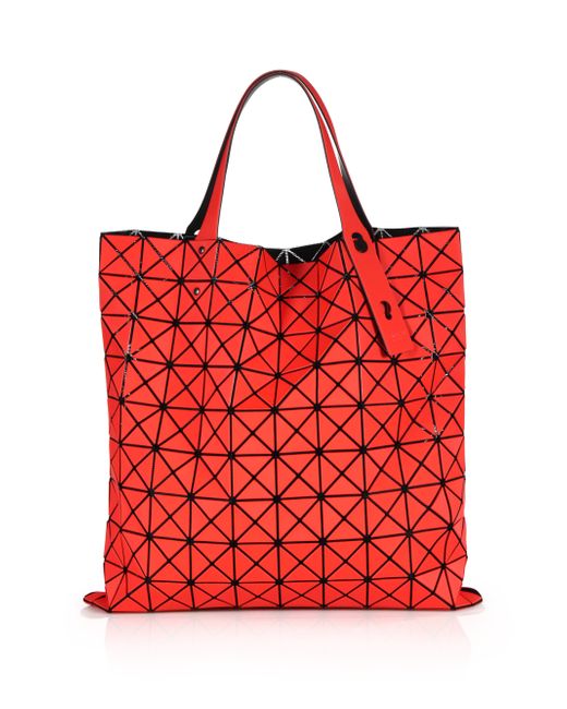 Bao bao issey miyake Prism Faux Leather Tote in Red | Lyst