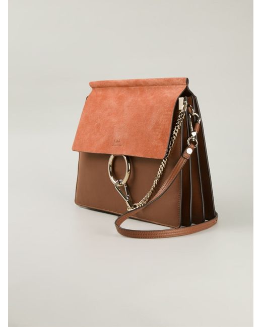 Chlo Faye Leather and Suede Shoulder Bag in Brown | Lyst