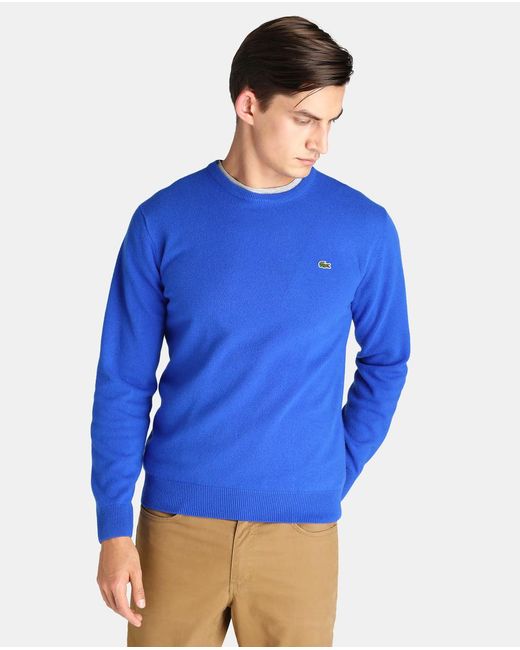 Lacoste Blue Round-neck Sweater in Blue for Men | Lyst