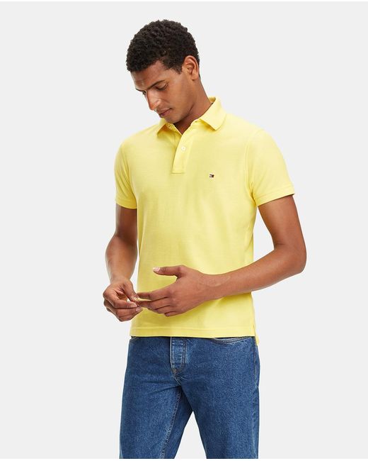 Download Lyst - Tommy Hilfiger Slim-fit Yellow Short Sleeve Piqué ...
