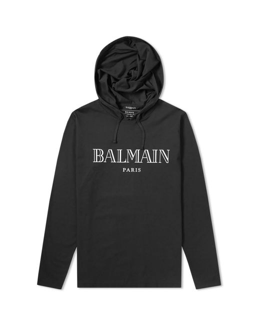 Balmain Logo Lightweight Hoody in Black for Men | Lyst