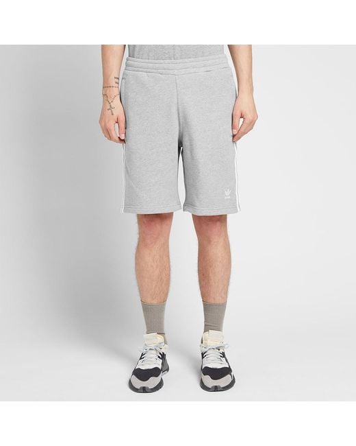 adidas Cotton 3 Stripe Short in Grey (Gray) for Men Save adidas Cotton 3 Stripe Short in Grey (Gray) for Men Save