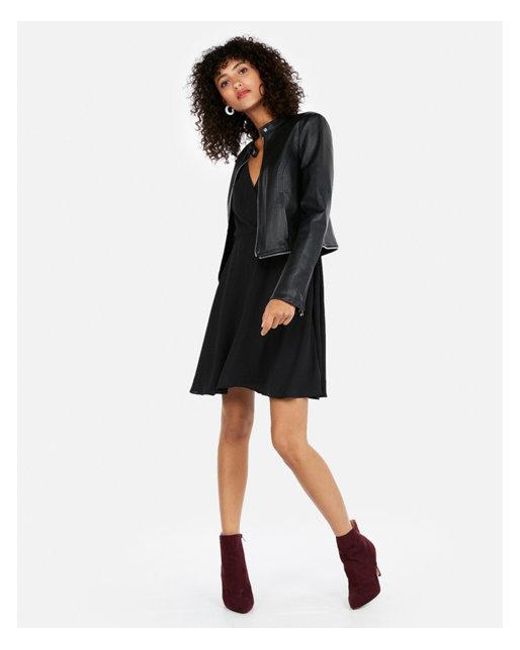 Women S Black Removable Zip Hem Faux Leather Jacket