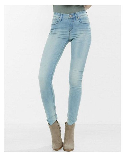 Lyst - Express Mid Rise Faded Stretch+ Jean Leggings in Blue