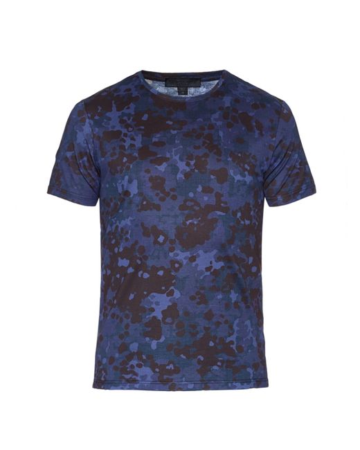 Burberry prorsum Camo-print Cotton T-shirt in Blue for Men (BLUE MULTI ...