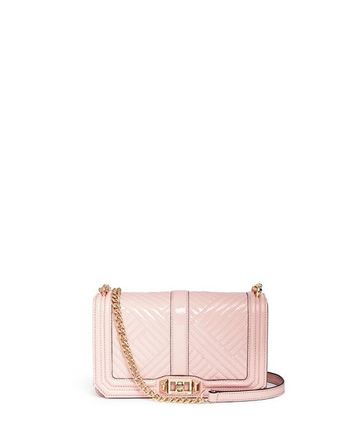 Rebecca minkoff 'love' Chevron Quilted Patent Leather Crossbody Bag in