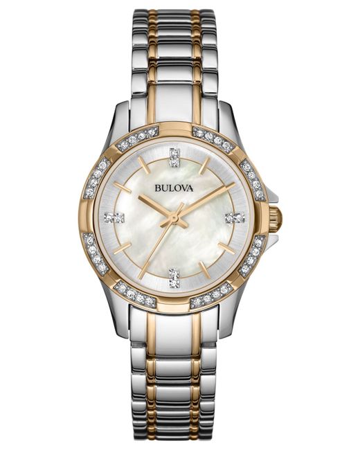 Bulova Women's Crystal Accent Two-tone Stainless Steel Bracelet Watch ...