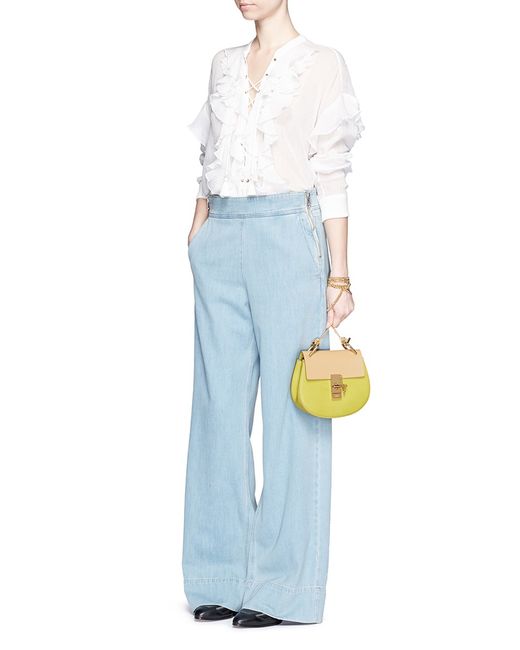 Chlo Drew Mini Color-Blocked Leather Shoulder Bag in Yellow | Lyst
