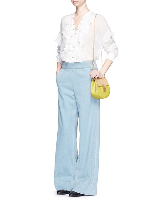 Chlo Drew Mini Color-Blocked Leather Shoulder Bag in Yellow | Lyst